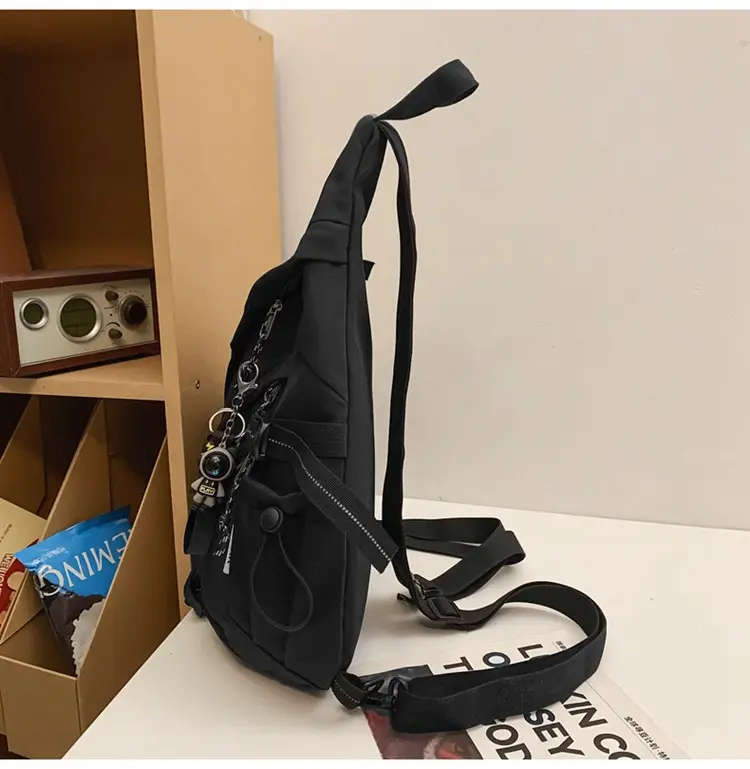 College Student Travel Backpack Black Beige Multi Zip — feature 28