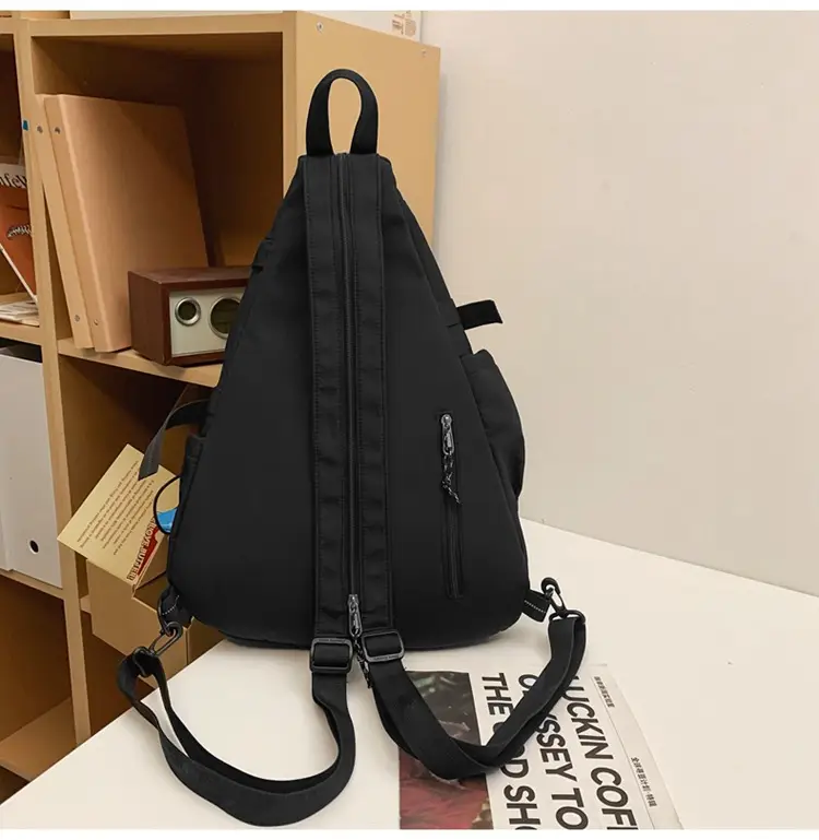 College Student Travel Backpack Black Beige Multi Zip — feature 29