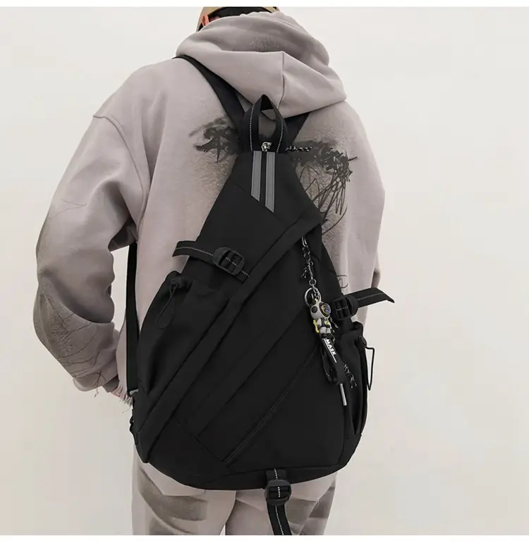 College Student Travel Backpack Black Beige Multi Zip — feature 7