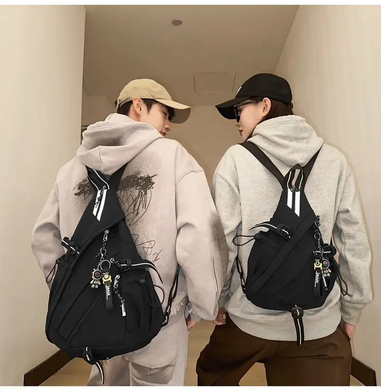 College Student Travel Backpack Black Beige Multi Zip — feature 8