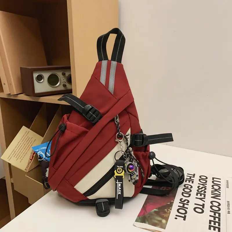 College Student Travel Backpack Black Beige Multi Zip - Image 2