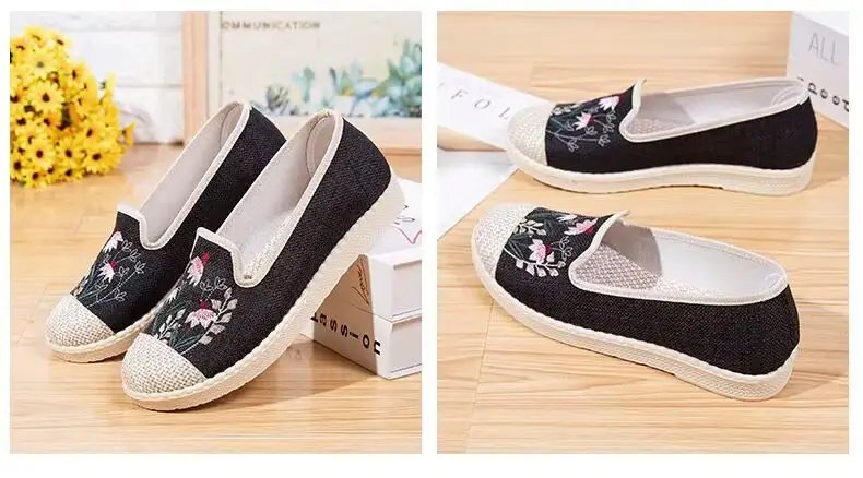 Spring and Summer New Old Beijing Cloth Shoes Women's Shoes Canvas Shoes Non-slip Soft Sole Slip-on Shoes Comfortable All-match Fisherman Shoes — feature 14