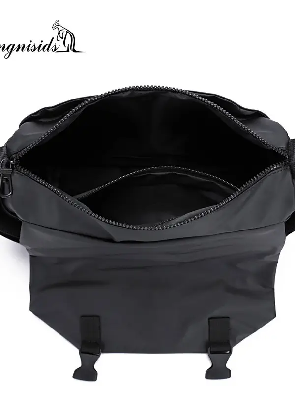 Men's Water Resistant Crossbody Bag Black Oxford Cloth - Image 6