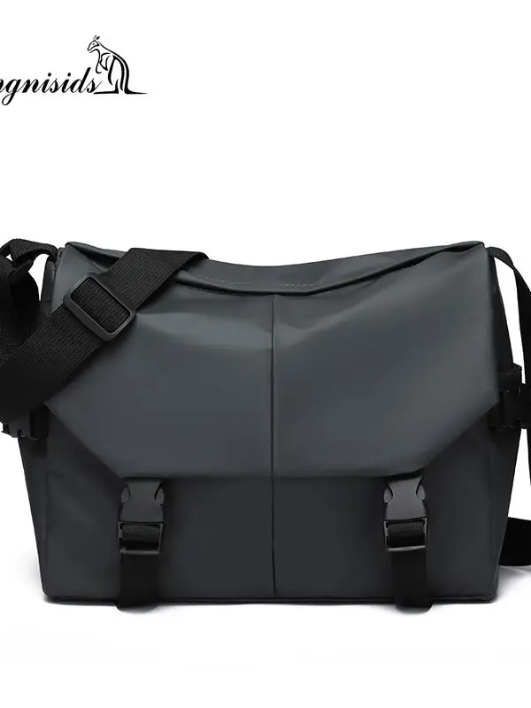 Men's Water Resistant Crossbody Bag Black Oxford Cloth - Image 7