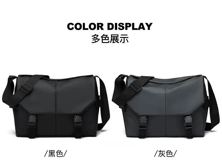 Men's Water Resistant Crossbody Bag Black Oxford Cloth — feature 14