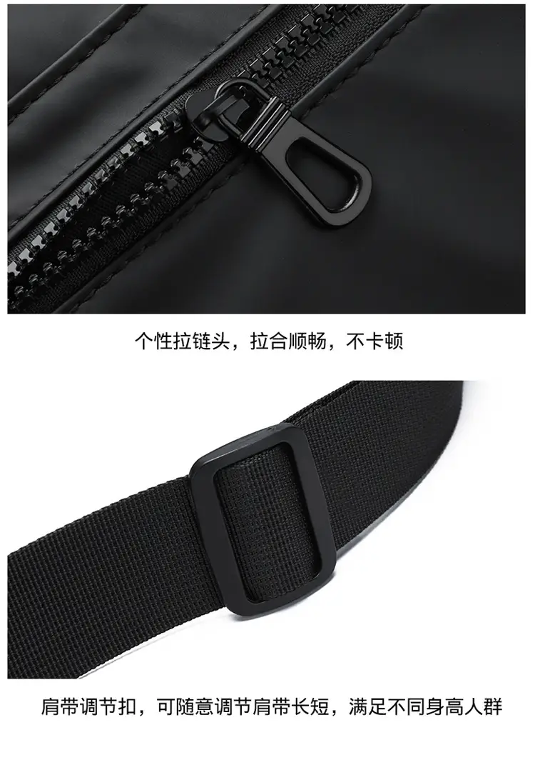 Men's Water Resistant Crossbody Bag Black Oxford Cloth — feature 28