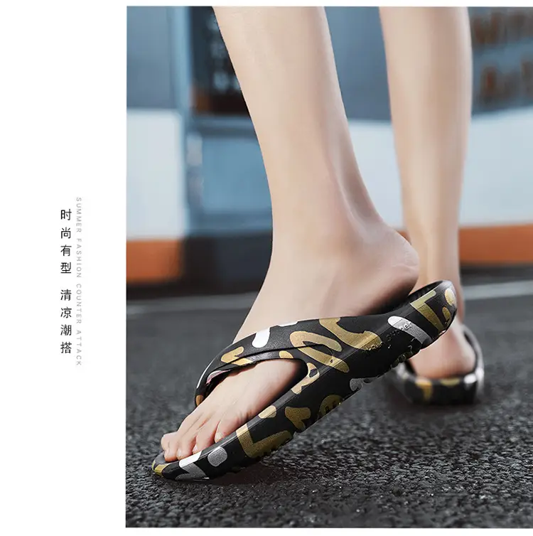 2024 Men's Printed Black Sandals with Gold Design — feature 10