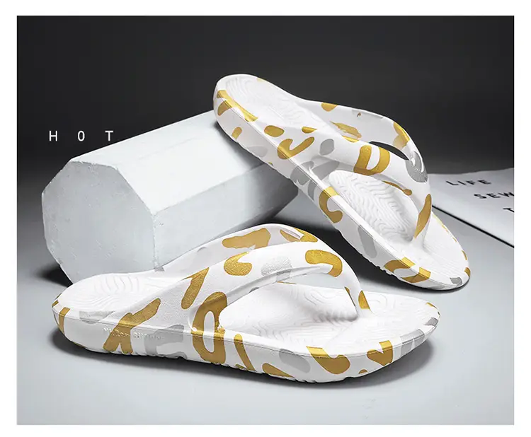 2024 Men's Printed Black Sandals with Gold Design — feature 22