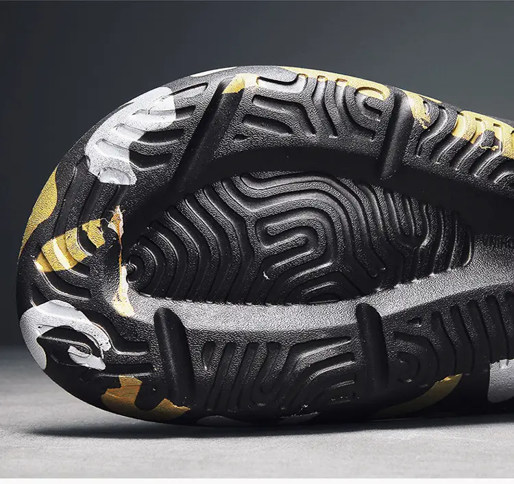 2024 Men's Printed Black Sandals with Gold Design — feature 8