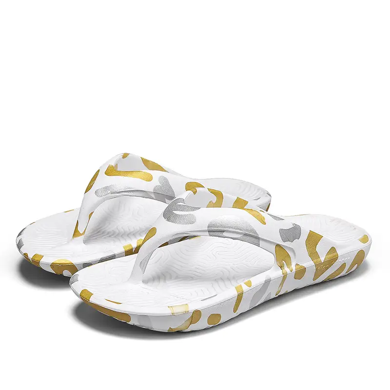 2024 Men's Printed Black Sandals with Gold Design - Image 2