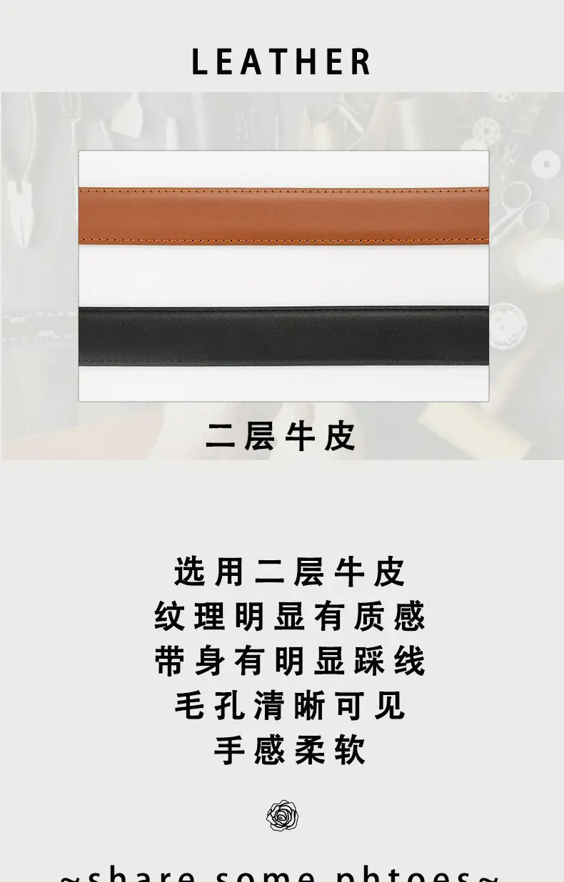 Women's Genuine Leather Belt with Gold Buckle Brown — feature 3