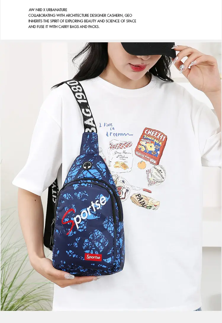 Men's Blue Pirate Print Crossbody Bag — feature 13