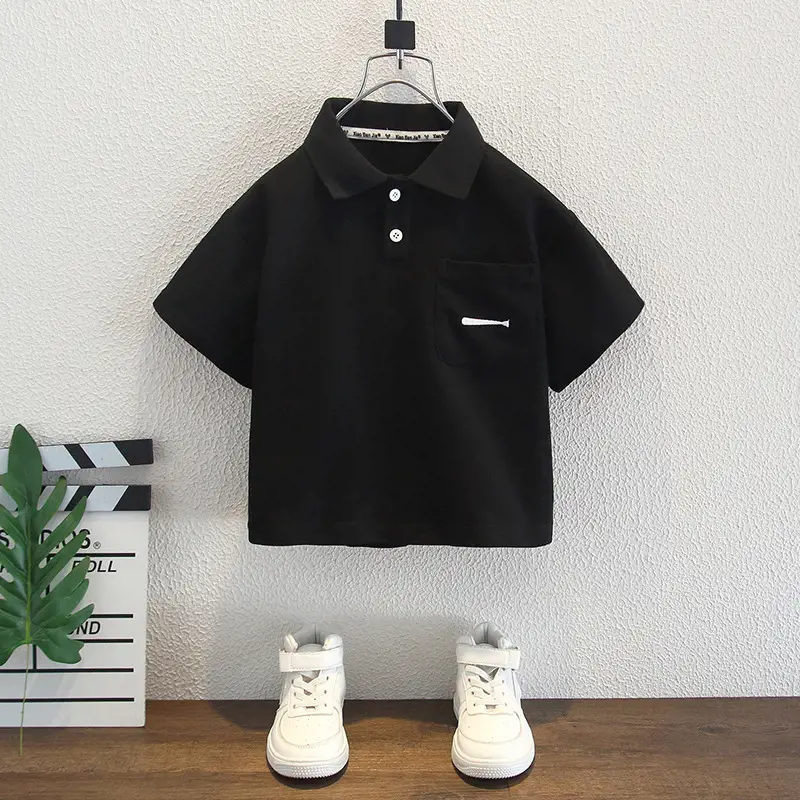 Kids White Short Sleeve T-Shirt Polo Shirt 2025 - Image 2