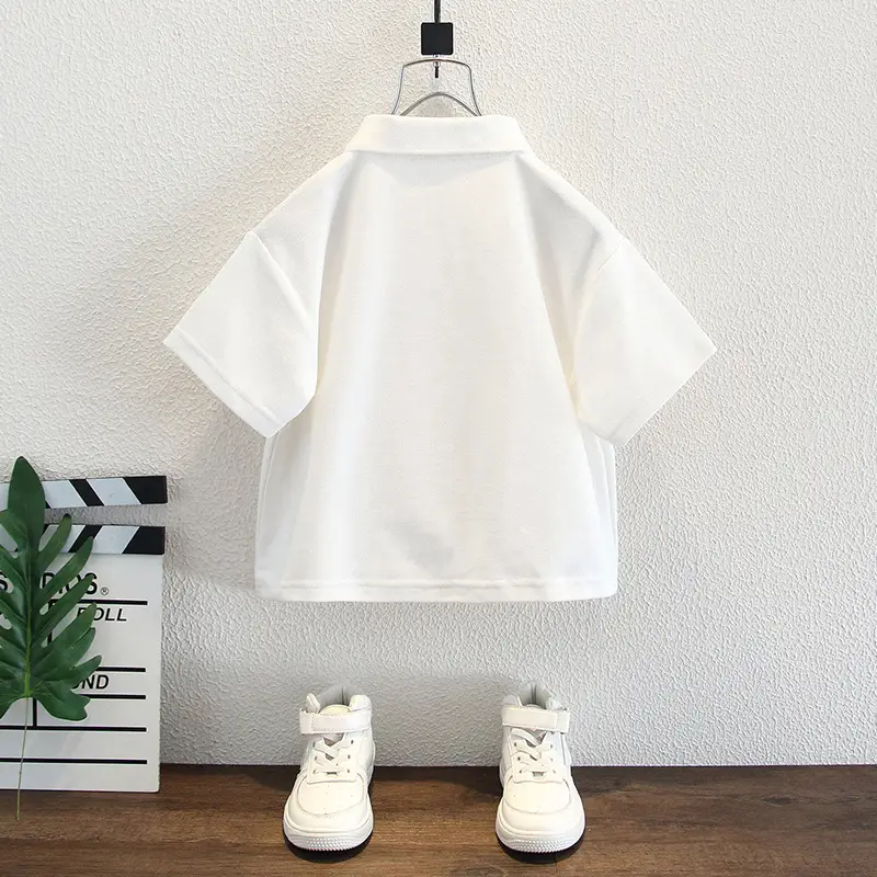 Kids White Short Sleeve T-Shirt Polo Shirt 2025 - Image 3