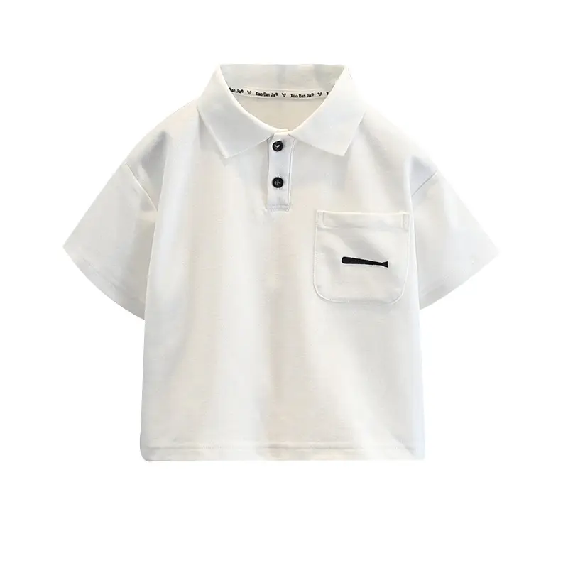 Kids White Short Sleeve T-Shirt Polo Shirt 2025 - Image 5