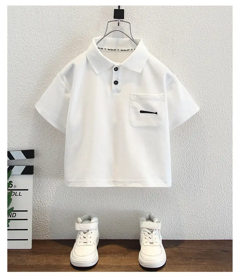 Kids White Short Sleeve T-Shirt Polo Shirt 2025 — feature 7