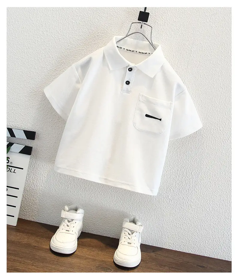 Kids White Short Sleeve T-Shirt Polo Shirt 2025 — feature 8