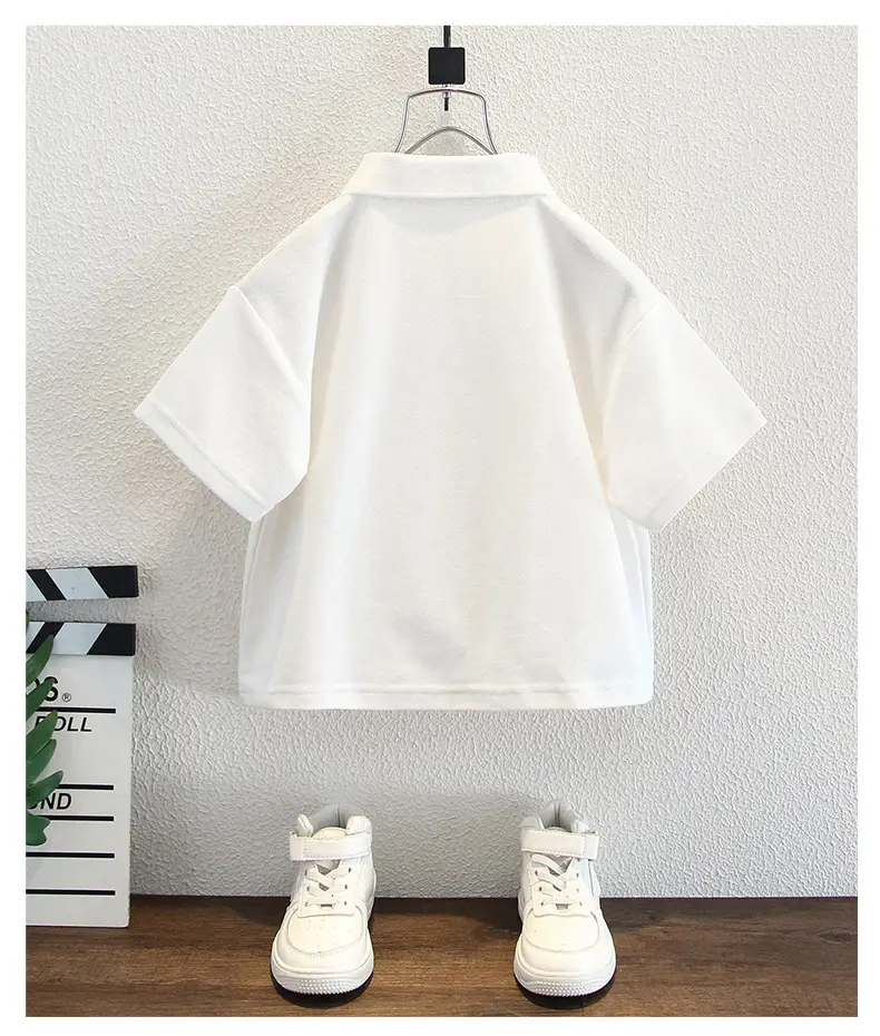 Kids White Short Sleeve T-Shirt Polo Shirt 2025 — feature 9