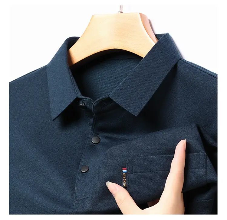 Middle-Aged Men's Black Long Sleeve Knitted T-Shirt — feature 31