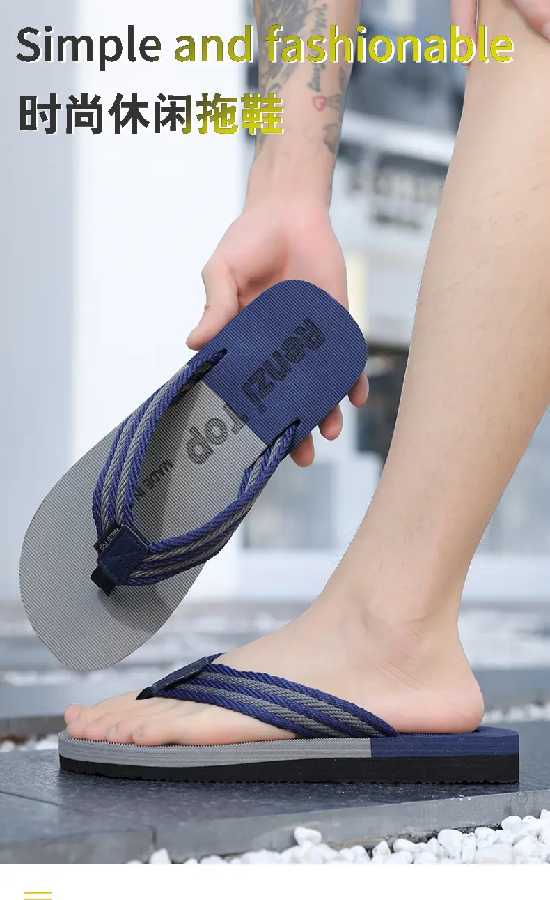 Cross-border Explosions Personalized Flip-Flops Men's Summer Non-slip Sandals Clip-on Trendy Wear-resistant Outer Wear Beach Slippers for Men — feature 1