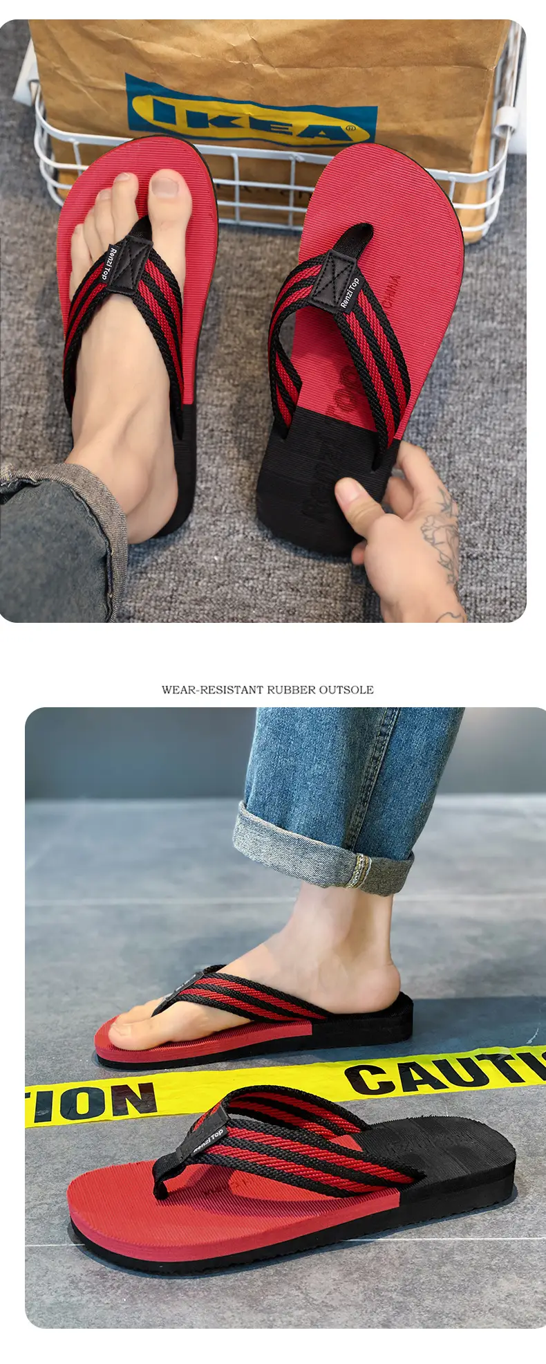 Cross-border Explosions Personalized Flip-Flops Men's Summer Non-slip Sandals Clip-on Trendy Wear-resistant Outer Wear Beach Slippers for Men — feature 11