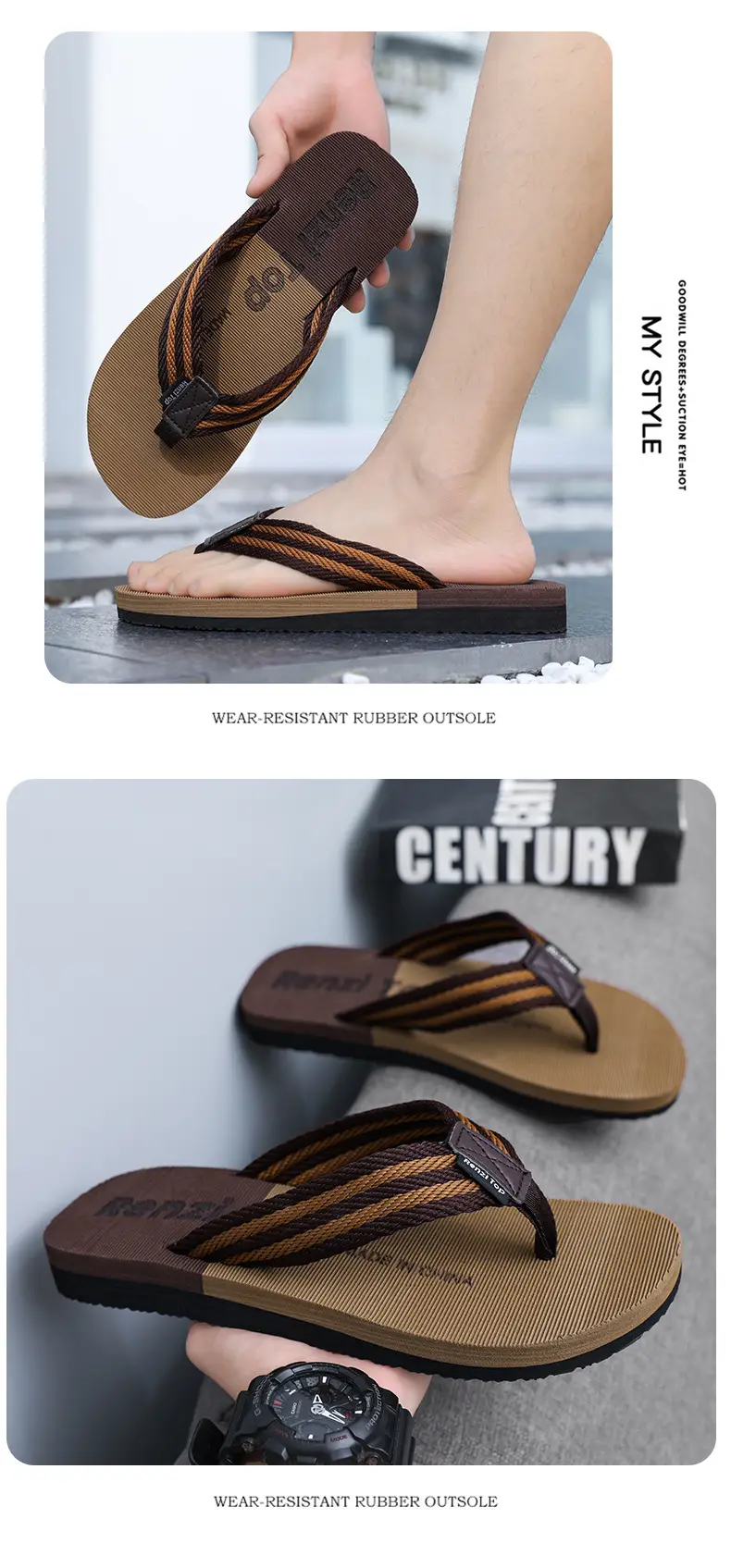 Cross-border Explosions Personalized Flip-Flops Men's Summer Non-slip Sandals Clip-on Trendy Wear-resistant Outer Wear Beach Slippers for Men — feature 13