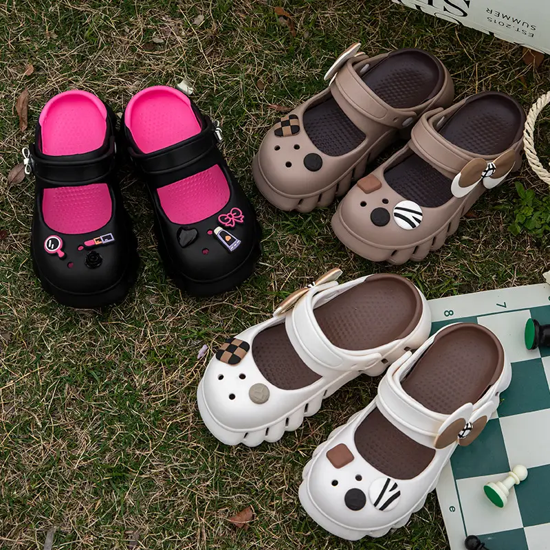 South Po Wan Mary Jane Hole Shoes Women's Summer Cute Home Thick Sole Height Increased Outer Wear Non-slip Beach Sandals and Slippers for Women