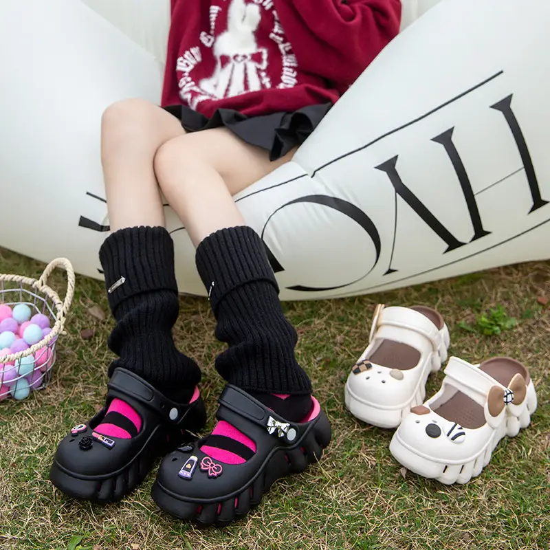 South Po Wan Mary Jane Hole Shoes Women's Summer Cute Home Thick Sole Height Increased Outer Wear Non-slip Beach Sandals and Slippers for Women