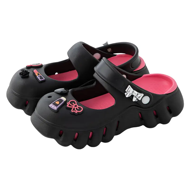 South Po Wan Mary Jane Hole Shoes Women's Summer Cute Home Thick Sole Height Increased Outer Wear Non-slip Beach Sandals and Slippers for Women