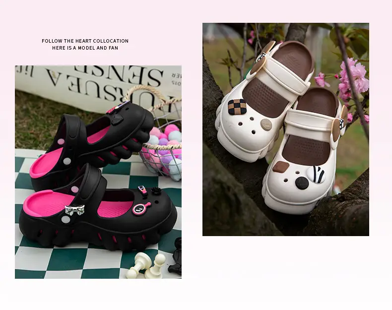 South Po Wan Mary Jane Hole Shoes Women's Summer Cute Home Thick Sole Height Increased Outer Wear Non-slip Beach Sandals and Slippers for Women — feature 14