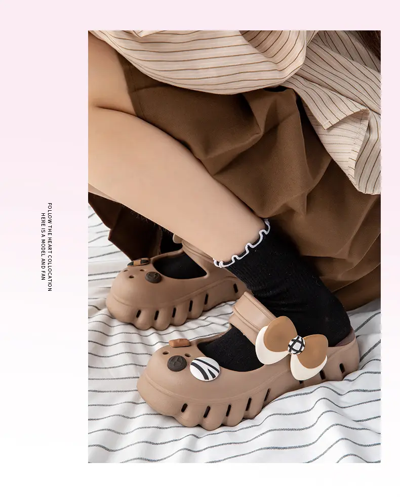 South Po Wan Mary Jane Hole Shoes Women's Summer Cute Home Thick Sole Height Increased Outer Wear Non-slip Beach Sandals and Slippers for Women — feature 7