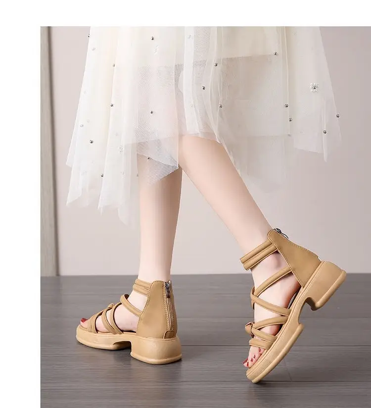 Sandals Women's Summer Outer Wear 2024 New Thick Sole Roman Shoes Fairy Style Dress Thick Heel Beach Sandals — feature 6