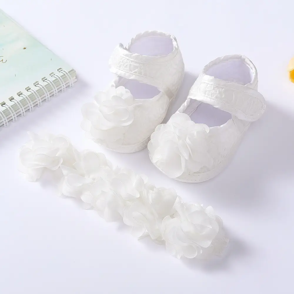 White Lace Bow Baby Shoes for 0-1 Year Old