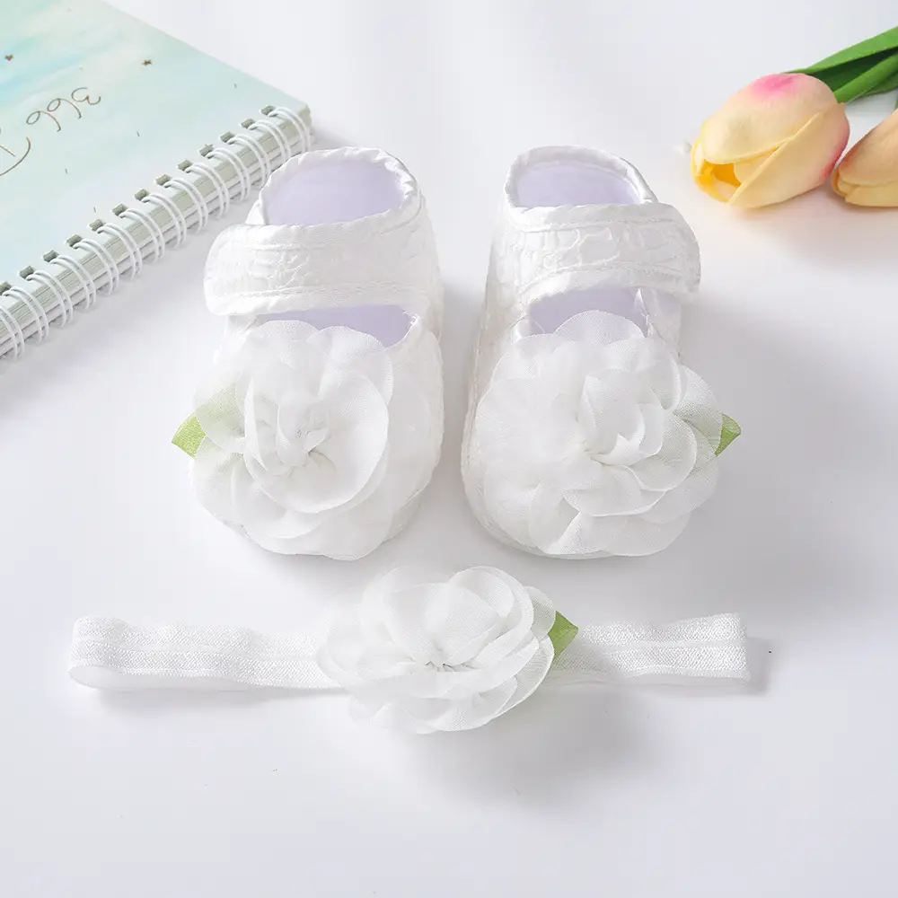 White Lace Bow Baby Shoes for 0-1 Year Old