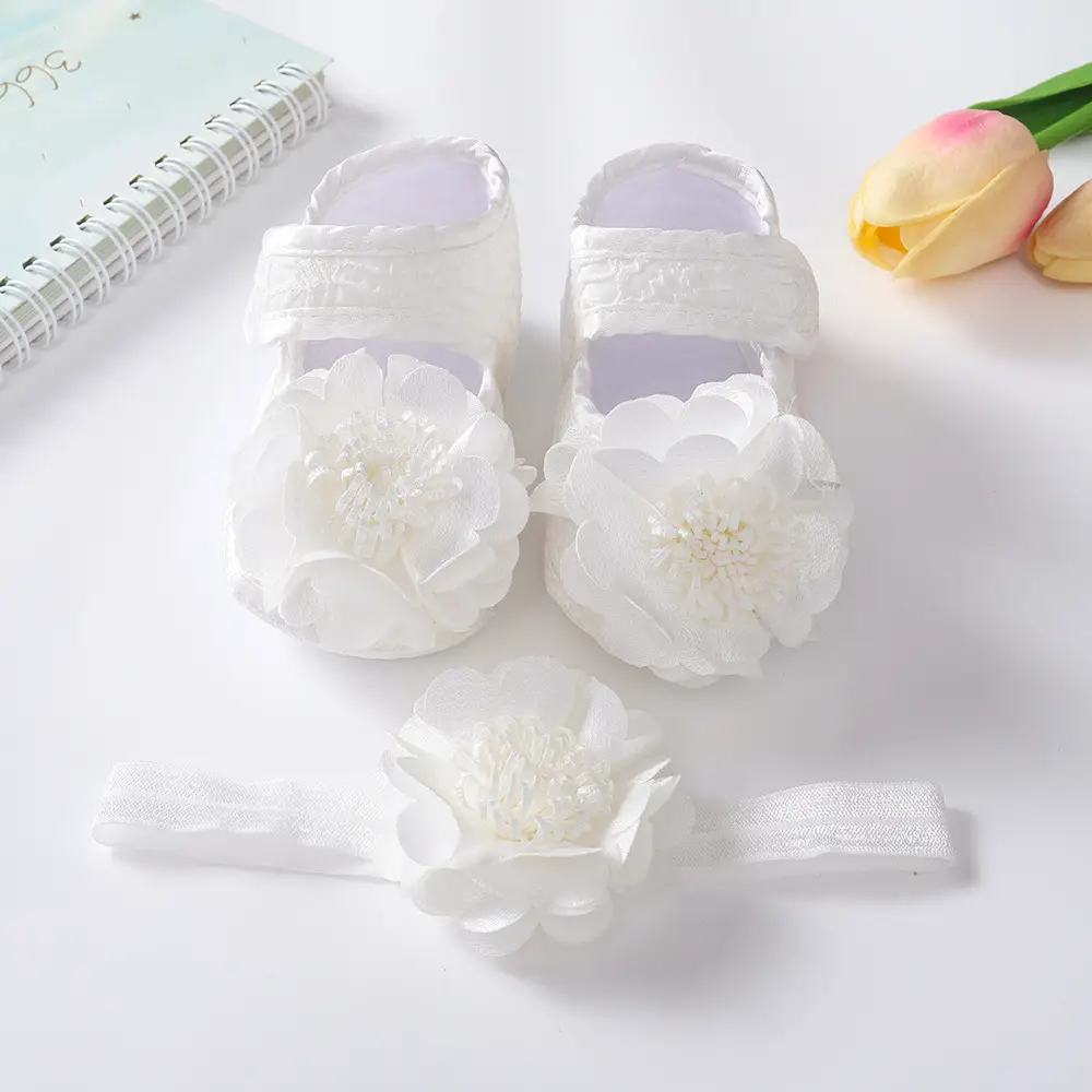 White Lace Bow Baby Shoes for 0-1 Year Old