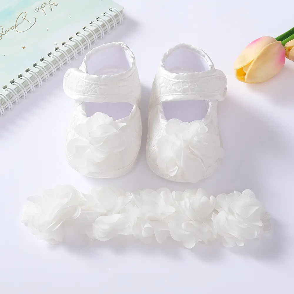 White Lace Bow Baby Shoes for 0-1 Year Old — feature 3