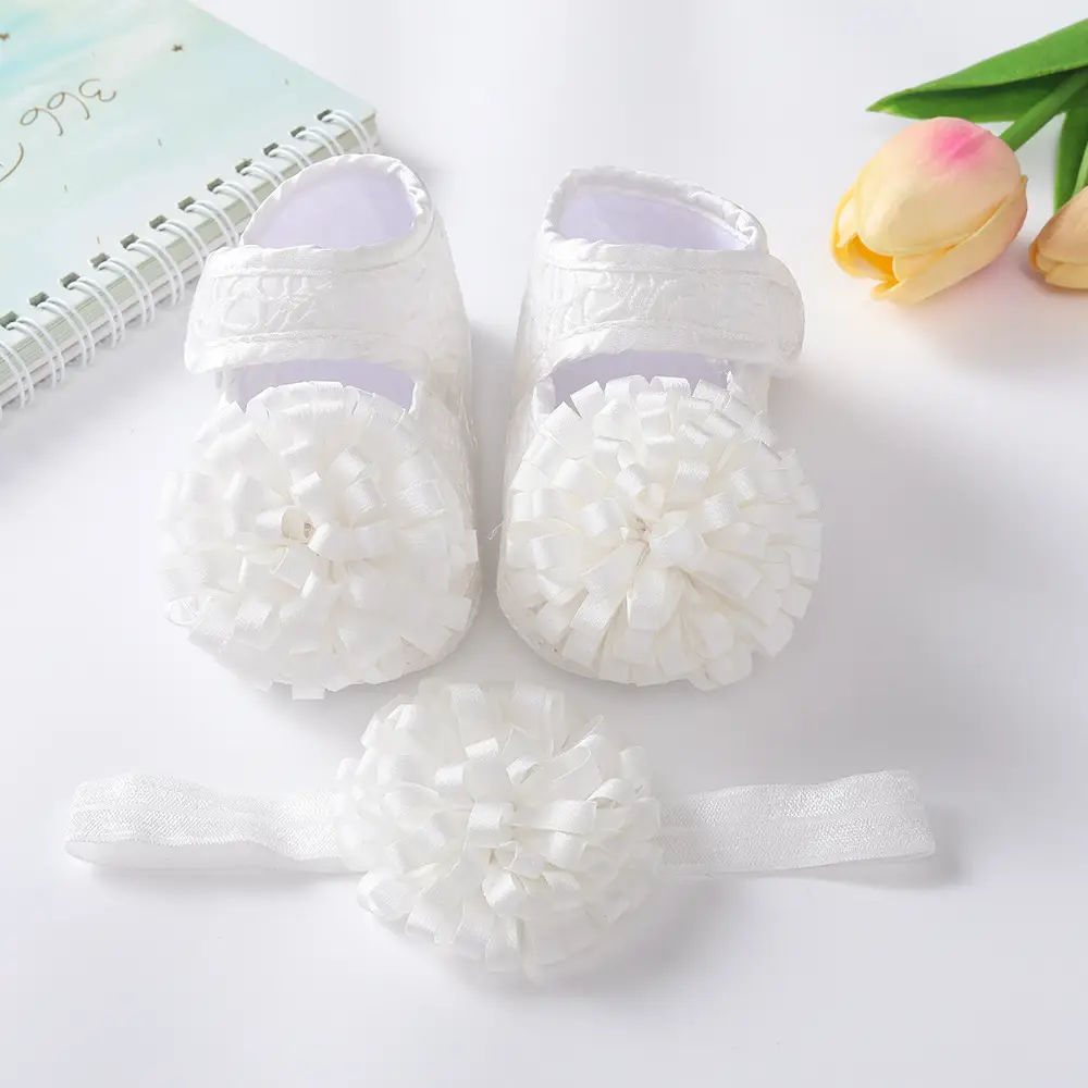 White Lace Bow Baby Shoes for 0-1 Year Old