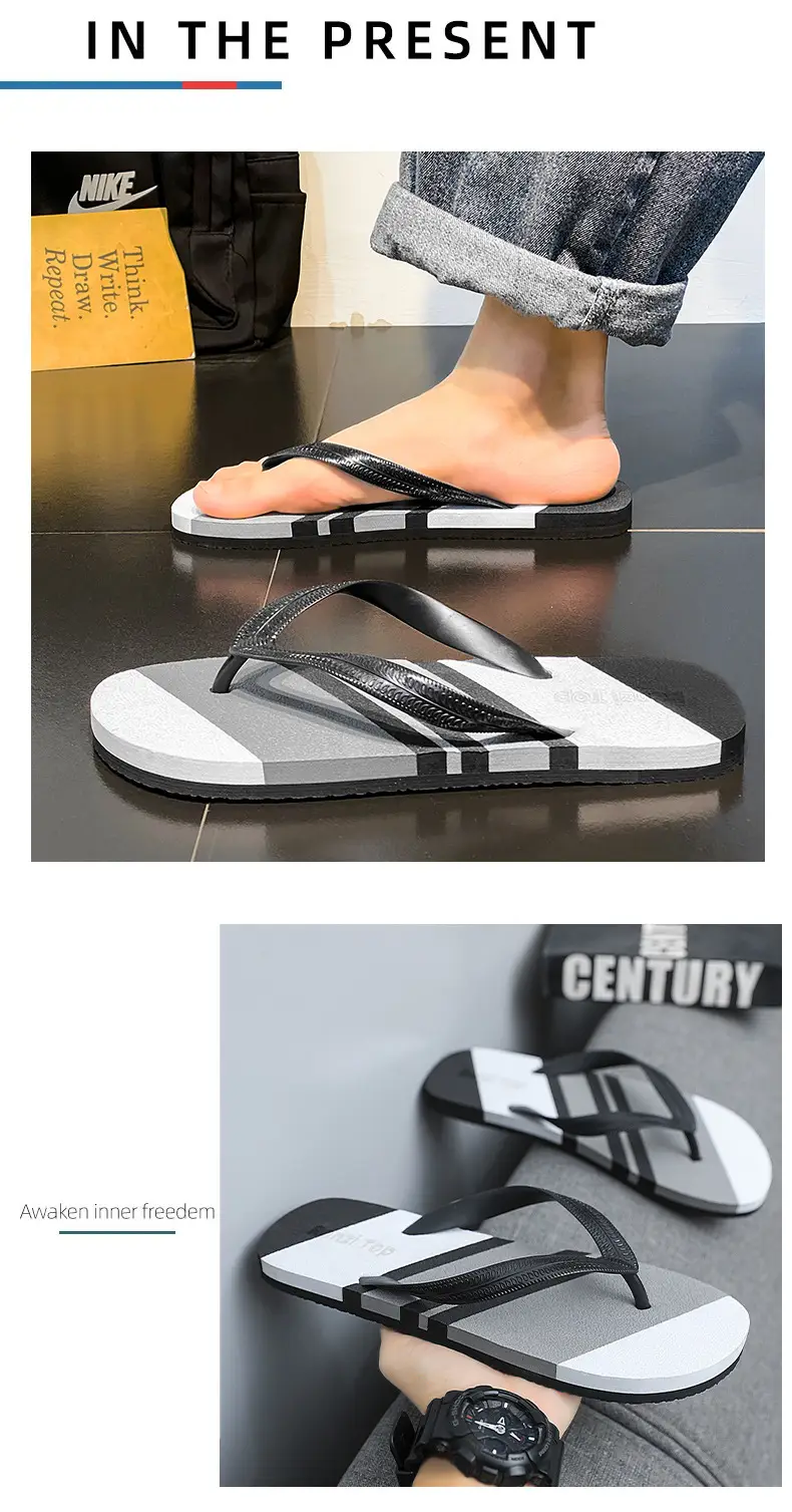 Wear-resistant lightweight breathable flip-flops men's summer non-slip outdoor sandals men's trendy beach flip-flops — feature 6