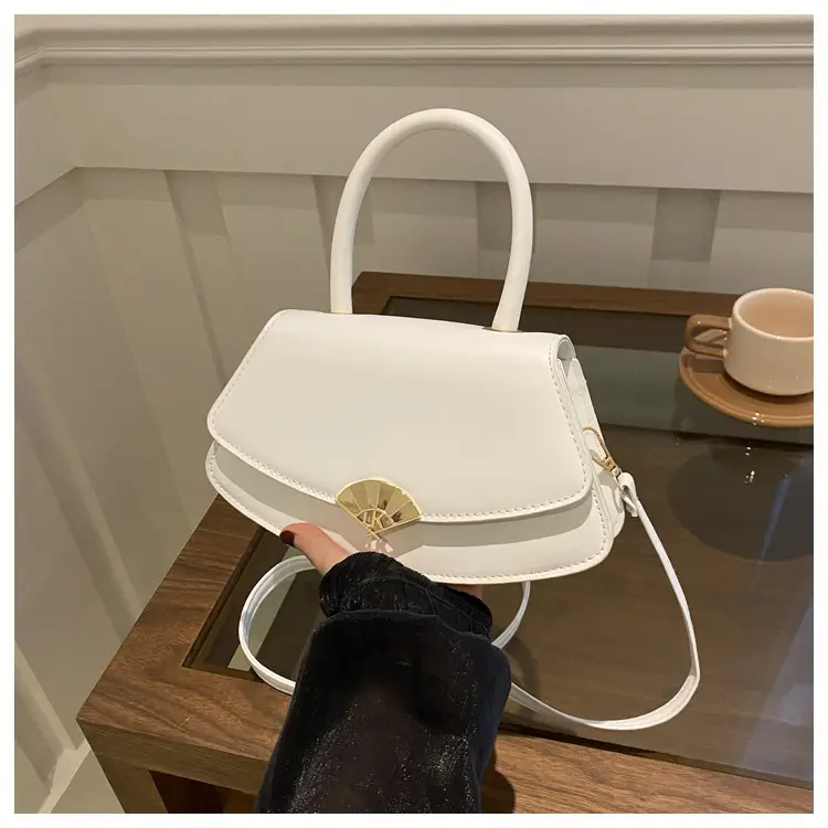 Women's Fan-Shaped White Shoulder Crossbody Bag - Image 7