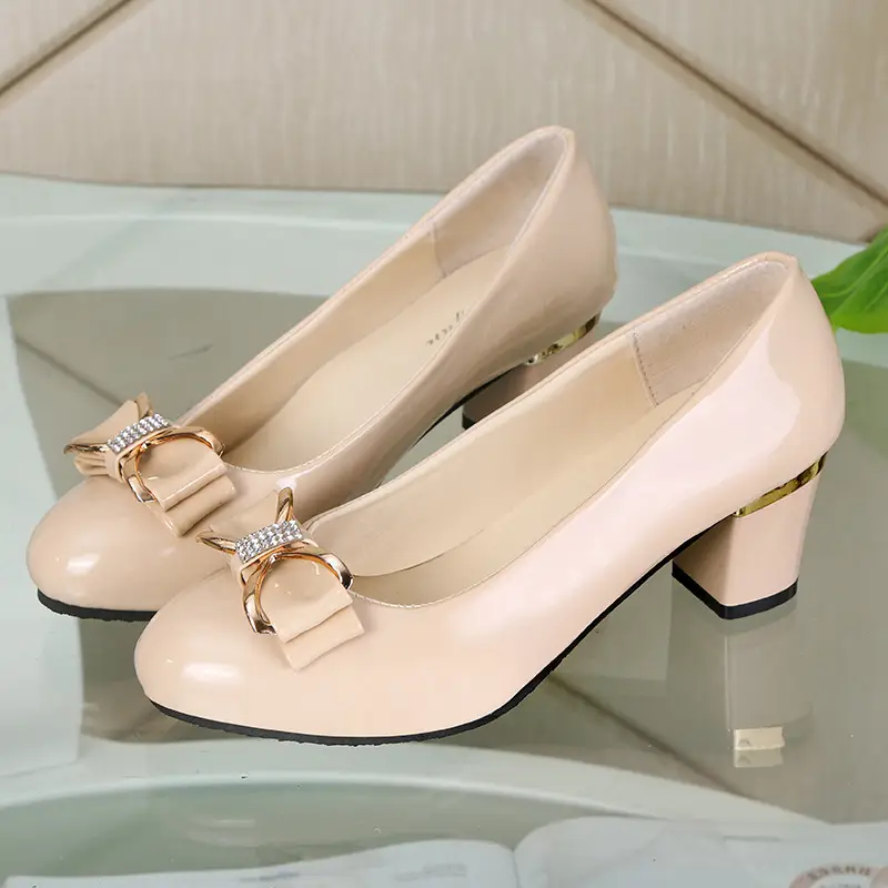 Beige Bow Heeled Women's Shoes 2024 Summer - Image 3