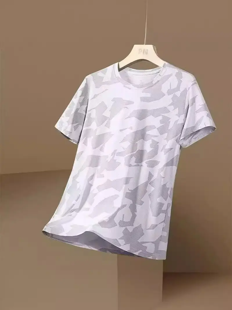 Men Camo Mesh T-Shirt Grey Plus Size 8°C