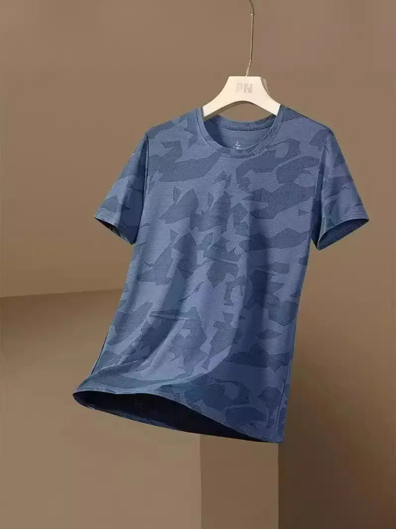 Men Camo Mesh T-Shirt Grey Plus Size 8°C