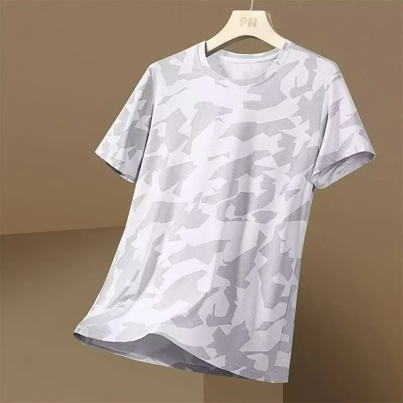 Men Camo Mesh T-Shirt Grey Plus Size 8°C — feature 9