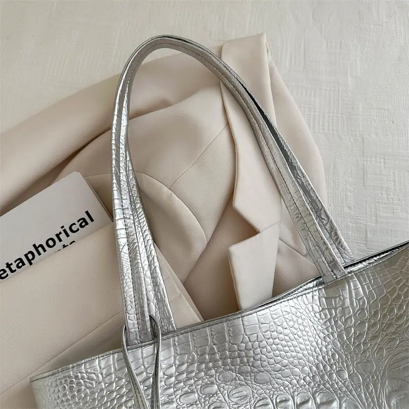 2024 New Silver PU Tote Bag for Women - Image 5