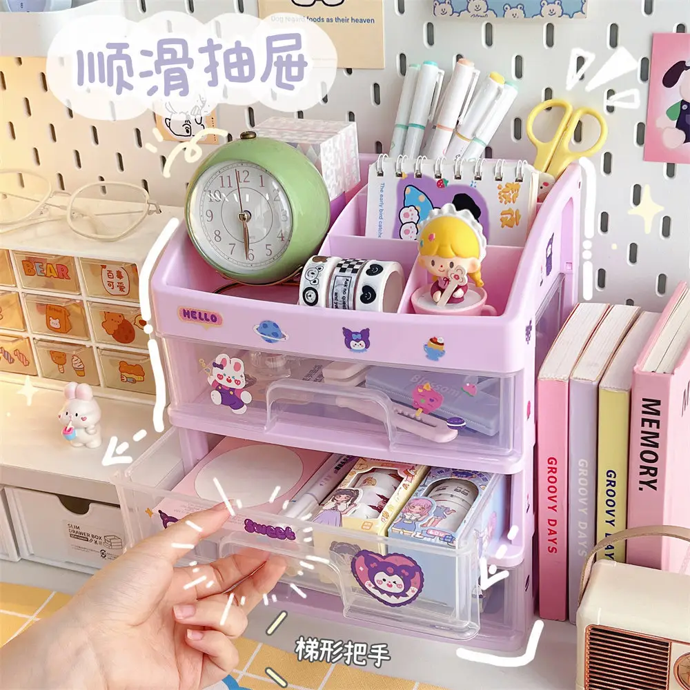 Student Dormitory Drawer Box Large Capacity Handbook Stationery Girls Desk Hair Accessories Transparent Organizer Box Storage — feature 12