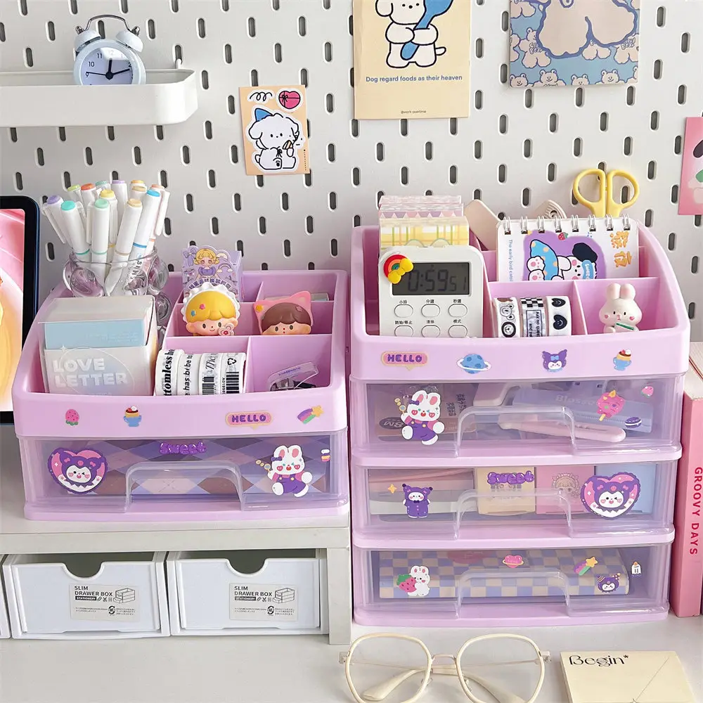 Student Dormitory Drawer Box Large Capacity Handbook Stationery Girls Desk Hair Accessories Transparent Organizer Box Storage — feature 13