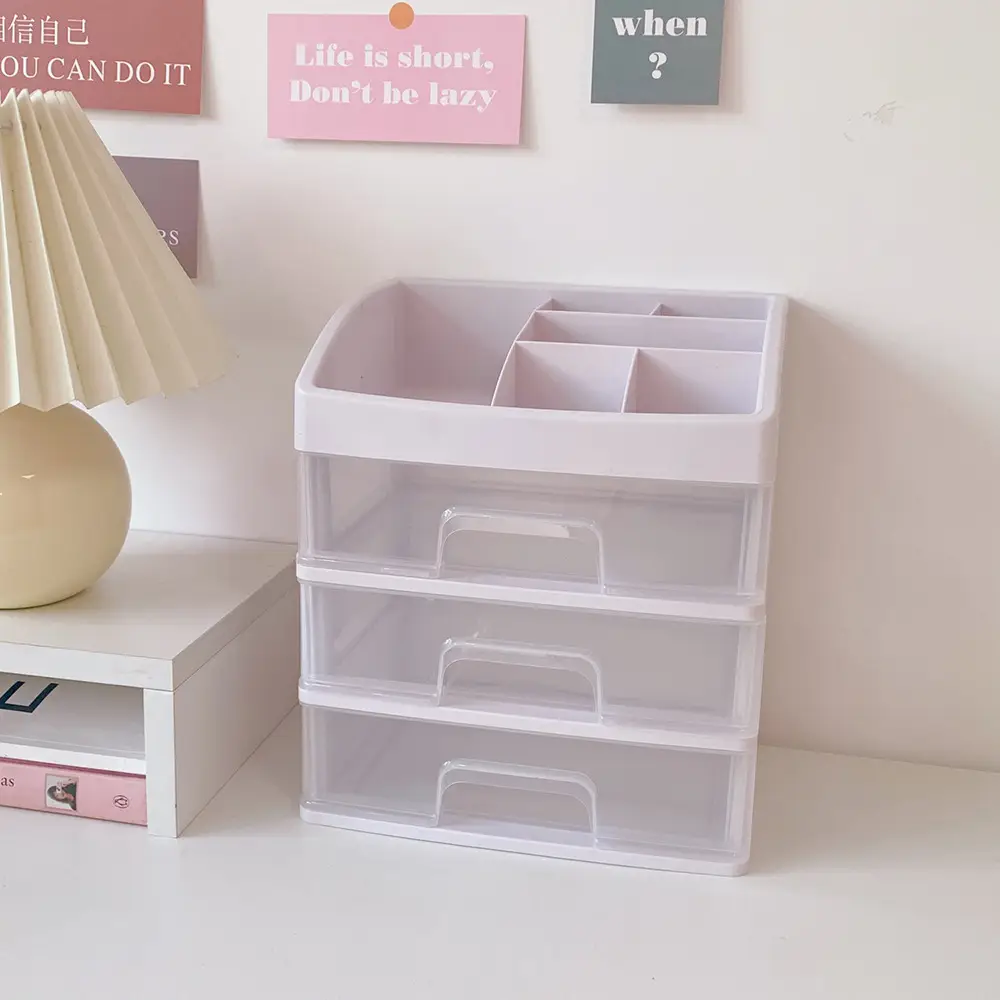 Student Dormitory Drawer Box Large Capacity Handbook Stationery Girls Desk Hair Accessories Transparent Organizer Box Storage