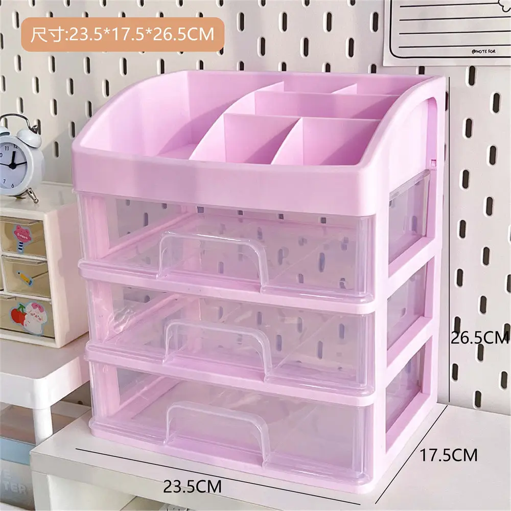 Student Dormitory Drawer Box Large Capacity Handbook Stationery Girls Desk Hair Accessories Transparent Organizer Box Storage
