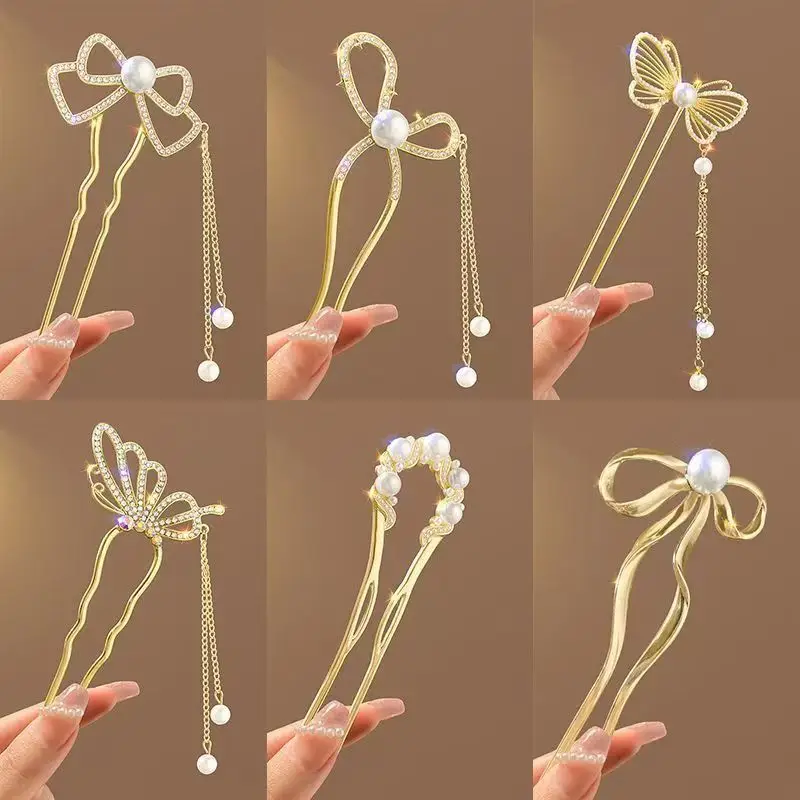 2024 New Rhinestone Pearl Butterfly Hairpin Women - Image 19