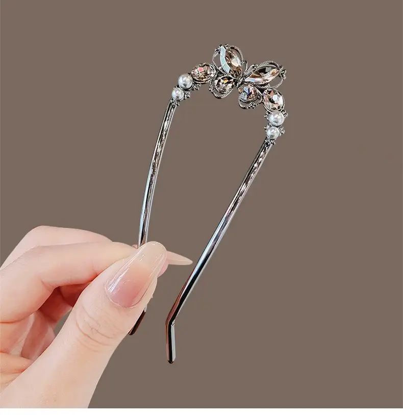 2024 New Rhinestone Pearl Butterfly Hairpin Women — feature 2